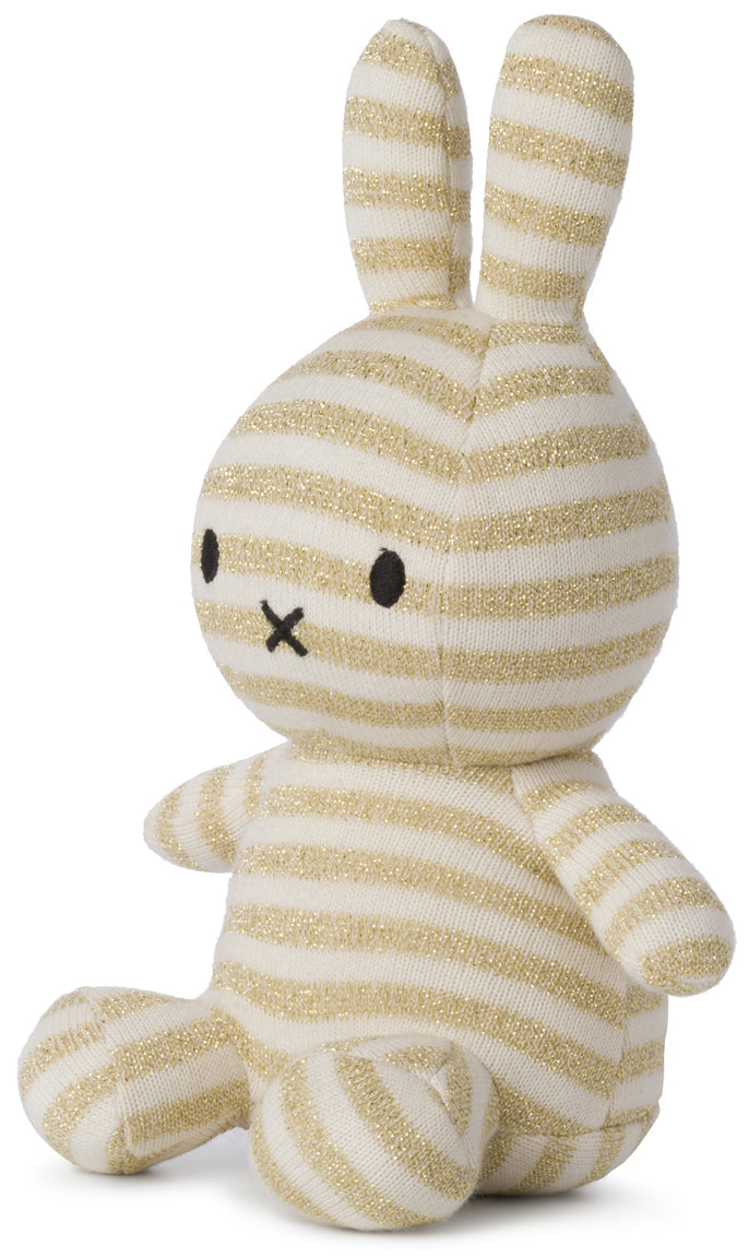 Miffy Plush Sitting Organic Cotton Knit - Sparkle Stripe Cream (23cm)