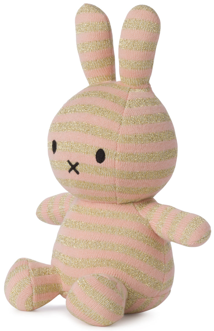 Miffy Plush Sitting Organic Cotton Knit - Sparkle Stripe Pink (23cm)