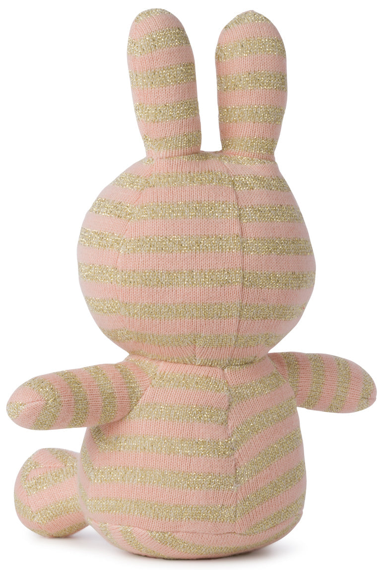 Miffy Plush Sitting Organic Cotton Knit - Sparkle Stripe Pink (23cm)