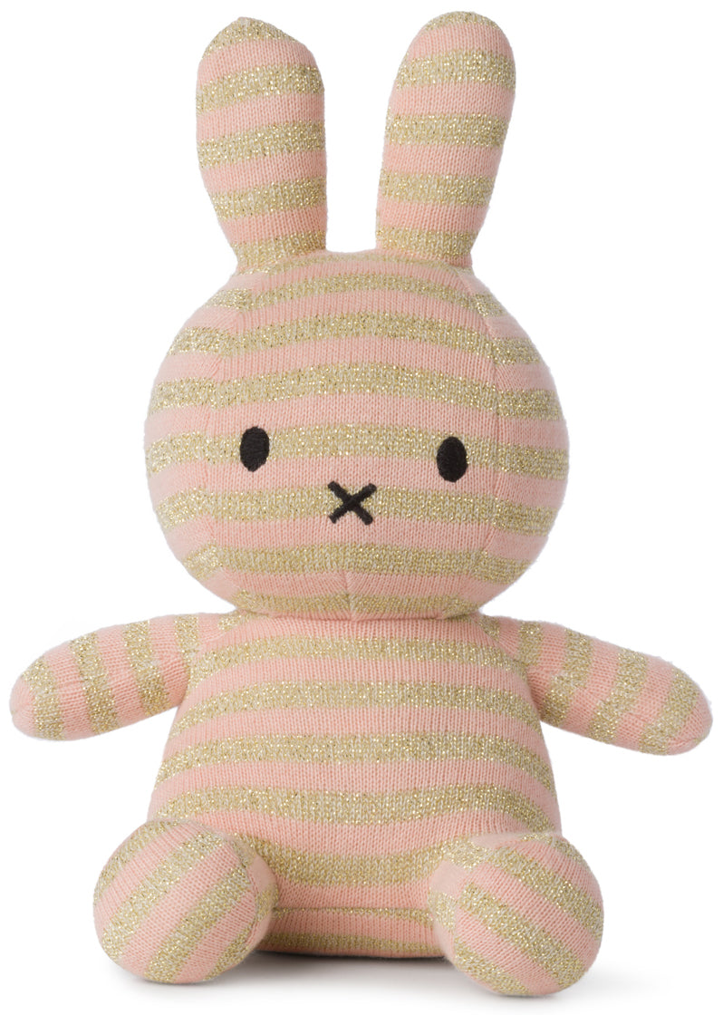 Miffy Plush Sitting Organic Cotton Knit - Sparkle Stripe Pink (23cm)