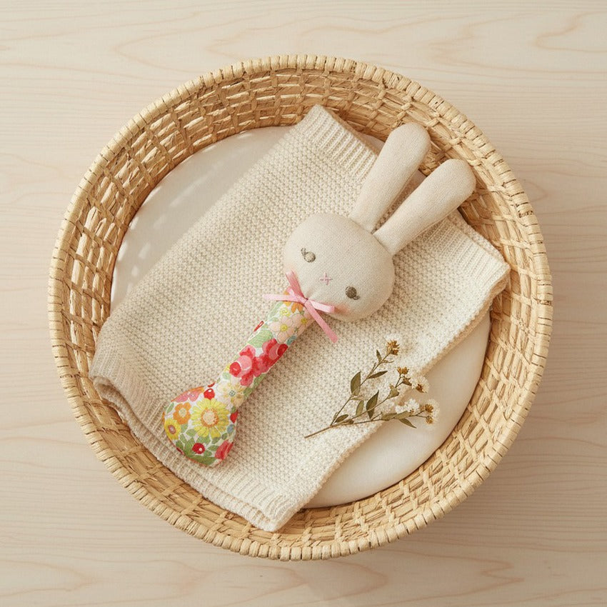 Alimrose Baby Bunny Stick Rattle - Spring Blossom