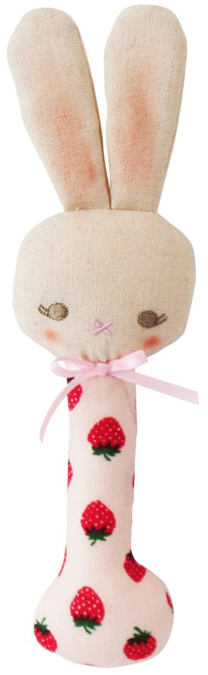 Alimrose Bunny Stick Rattle - Strawberries