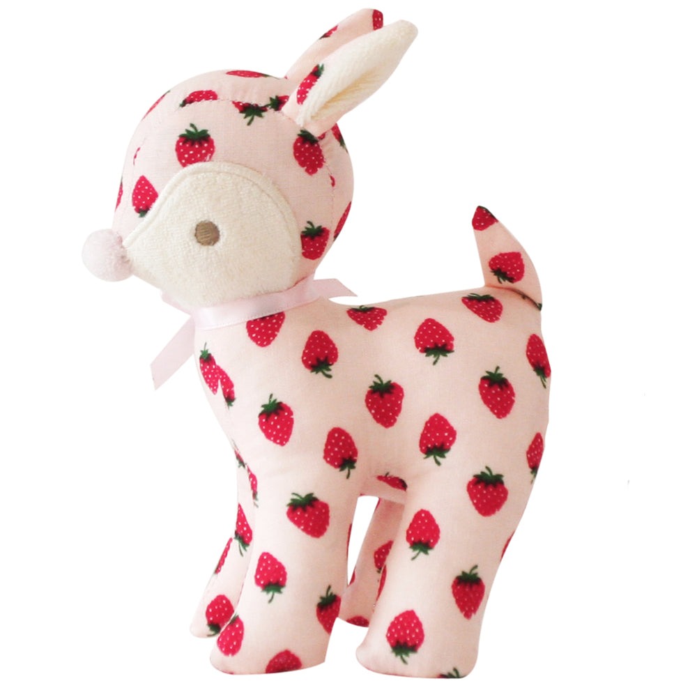 Alimrose Baby Deer Rattle - Strawberry (16cm)