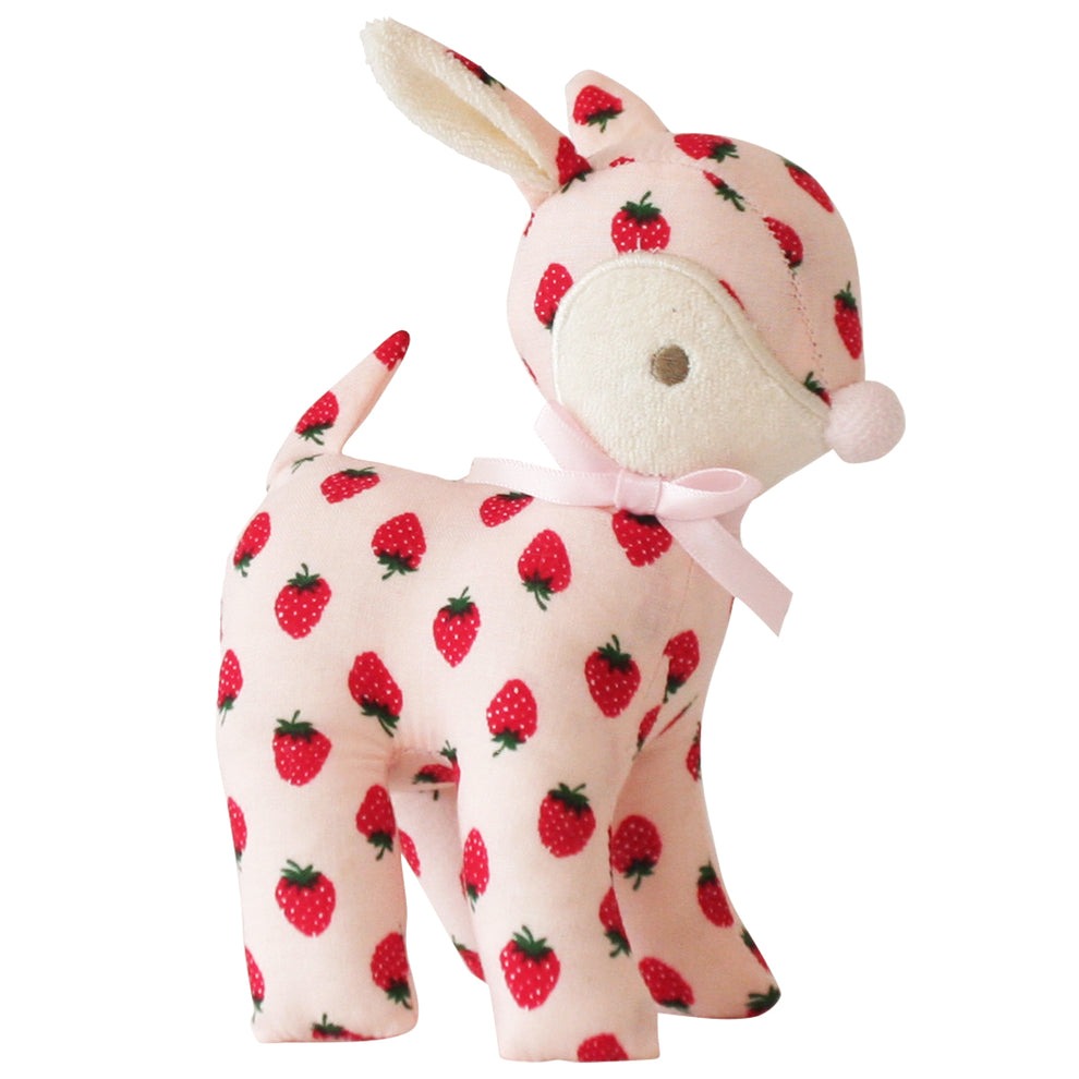 Alimrose Baby Deer Rattle - Strawberry (16cm)