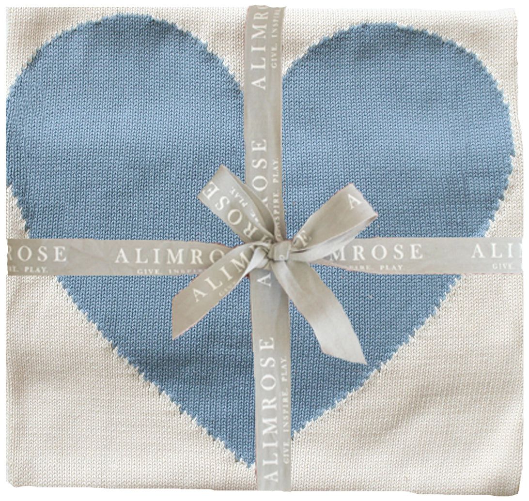 Alimrose Baby Heart Blanket - Natural & Blue