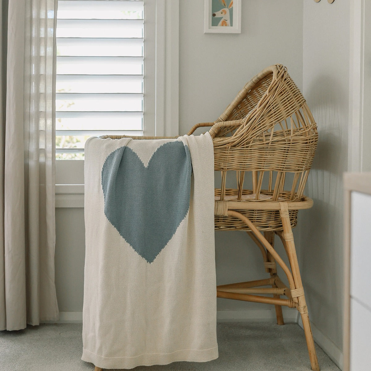 Alimrose Baby Heart Blanket - Natural & Blue