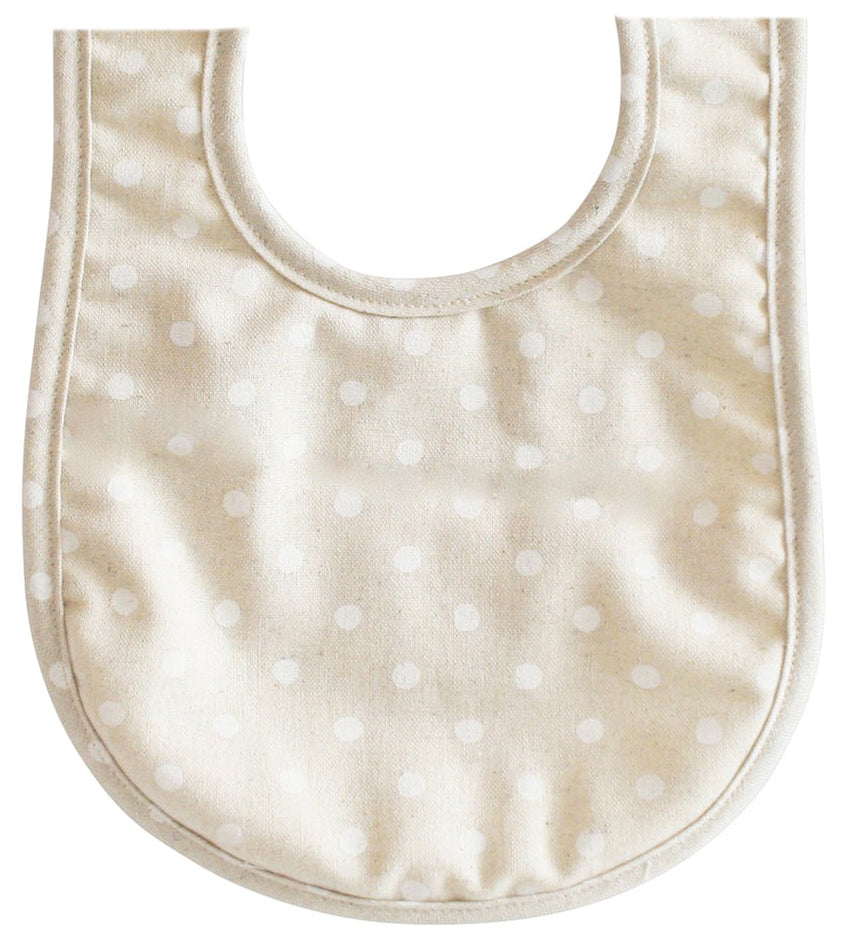 Alimrose Baby Bib - White Linen Spot