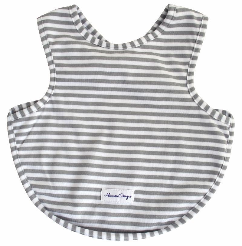 Alimrose Bib with Arm Holes - Grey Stripe