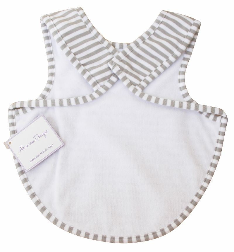 Alimrose Bib with Arm Holes - Grey Stripe