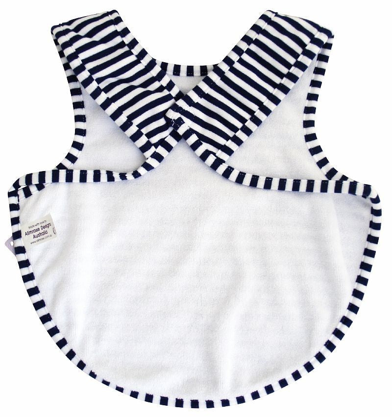 Alimrose Bib with Arm Holes - Navy Stripe