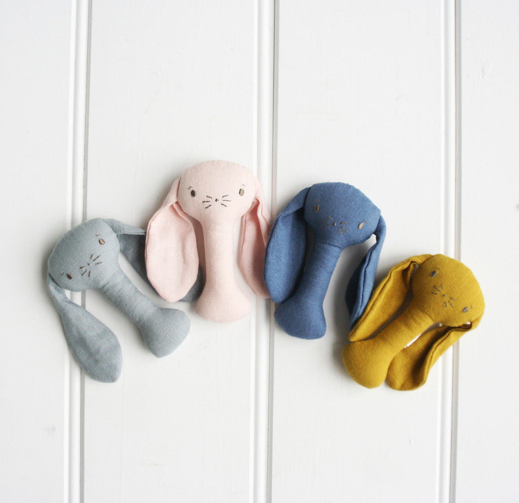 Alimrose Bobby Bunny Stick Rattle - Grey Linen
