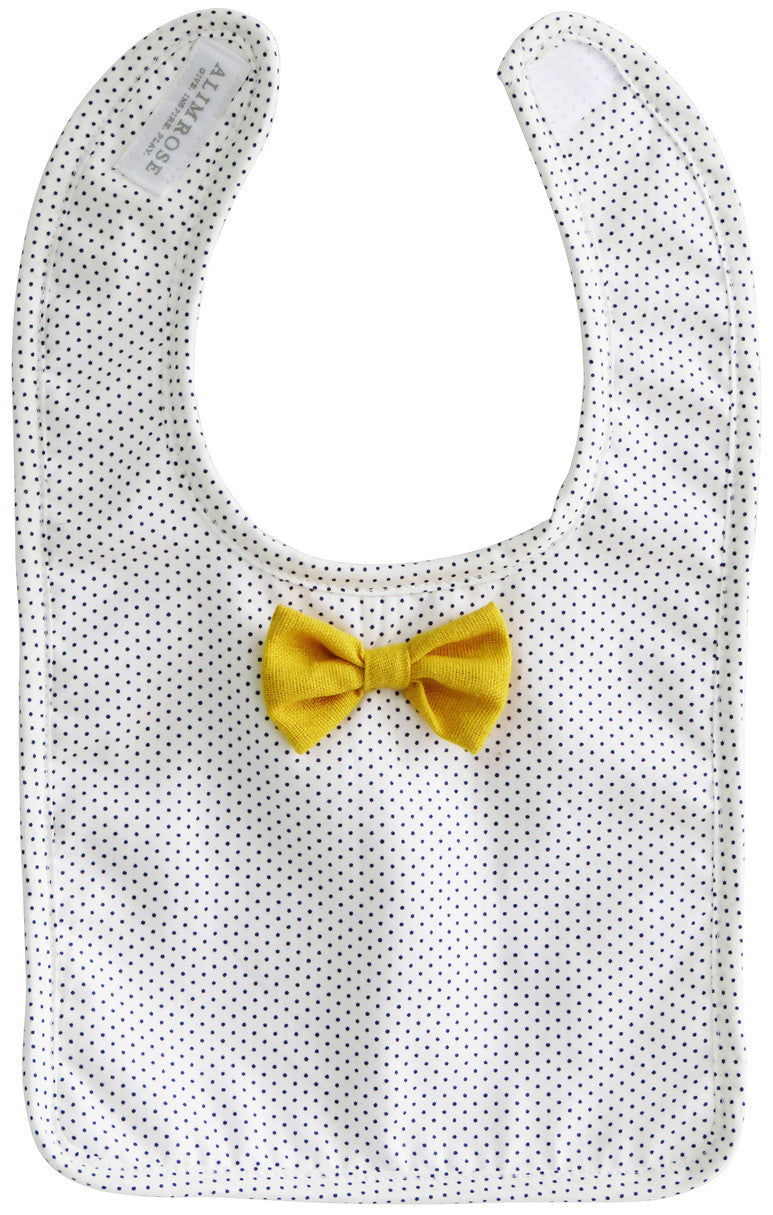 Alimrose Bow Tie Bib - Navy Pinspot