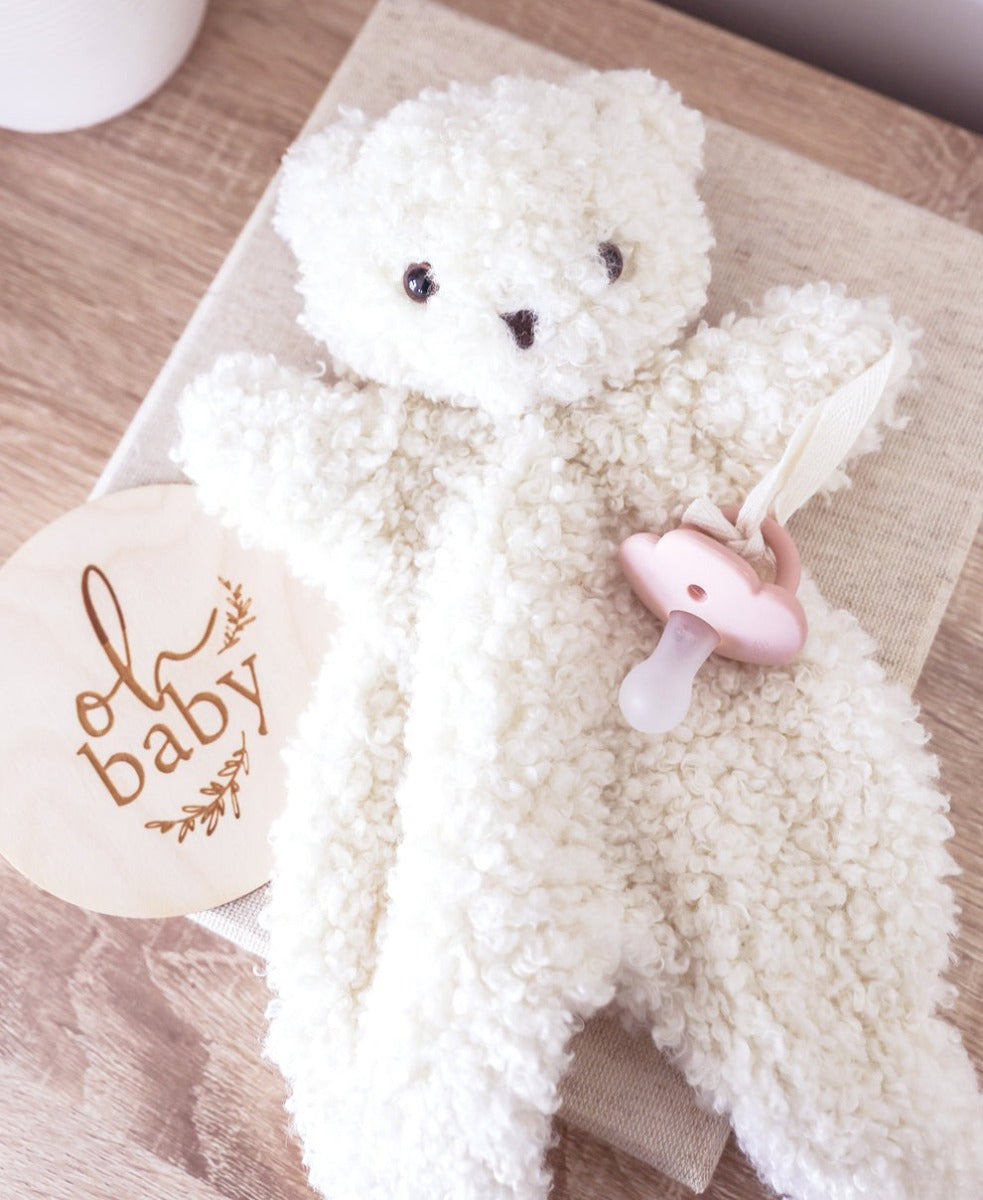 Alimrose Charlie Bear Paci Comforter - Ivory (28cm)
