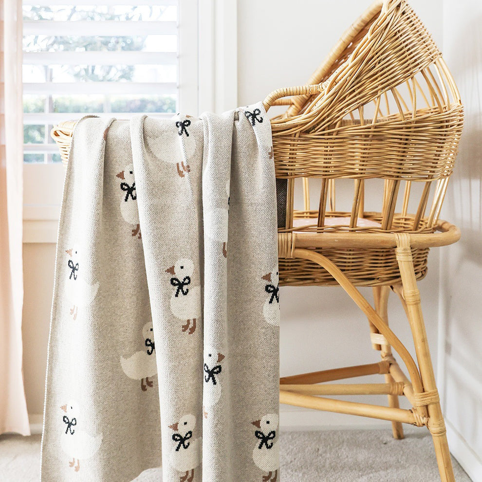 Alimrose Duck Cotton Knit Baby Blanket - Natural