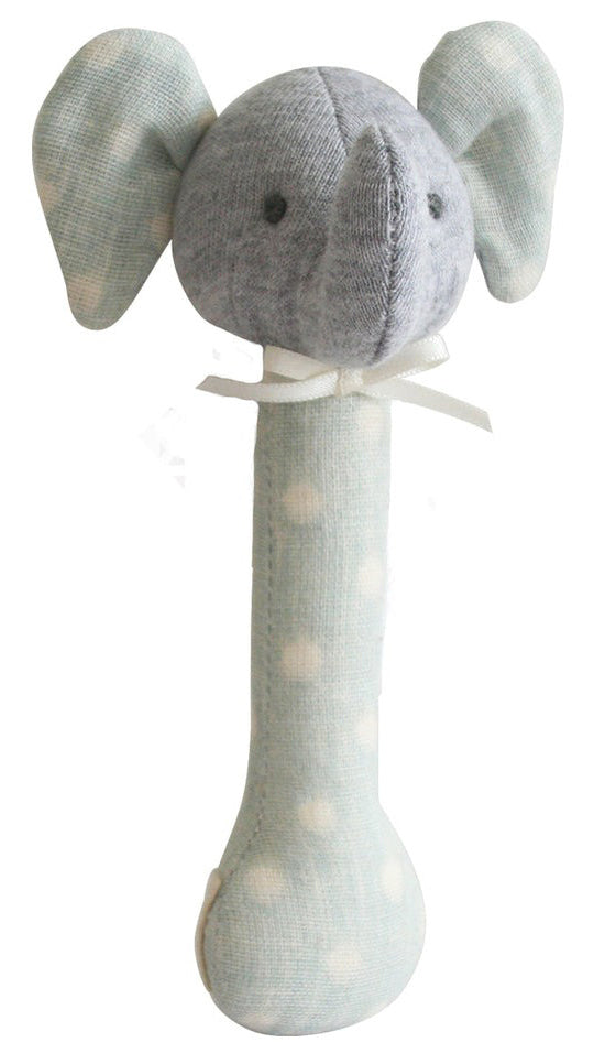 Alimrose Elephant Stick Rattle - Duck Egg Blue