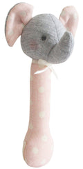 Alimrose Elephant Stick Rattle - Pale Pink White Spot