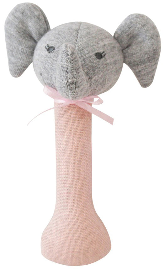 Alimrose Elsie Elephant Stick Rattle - Pale Pink