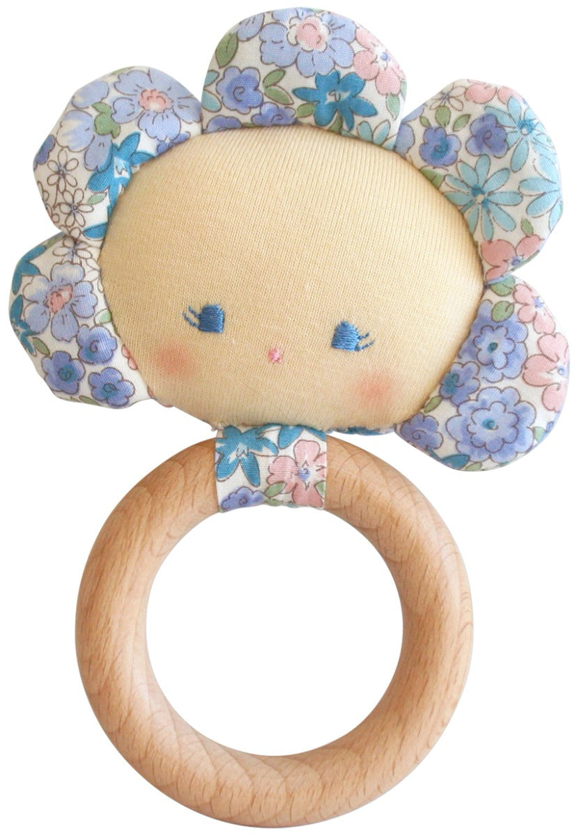 Alimrose Flower Baby Teether Rattle - Lilly Blue