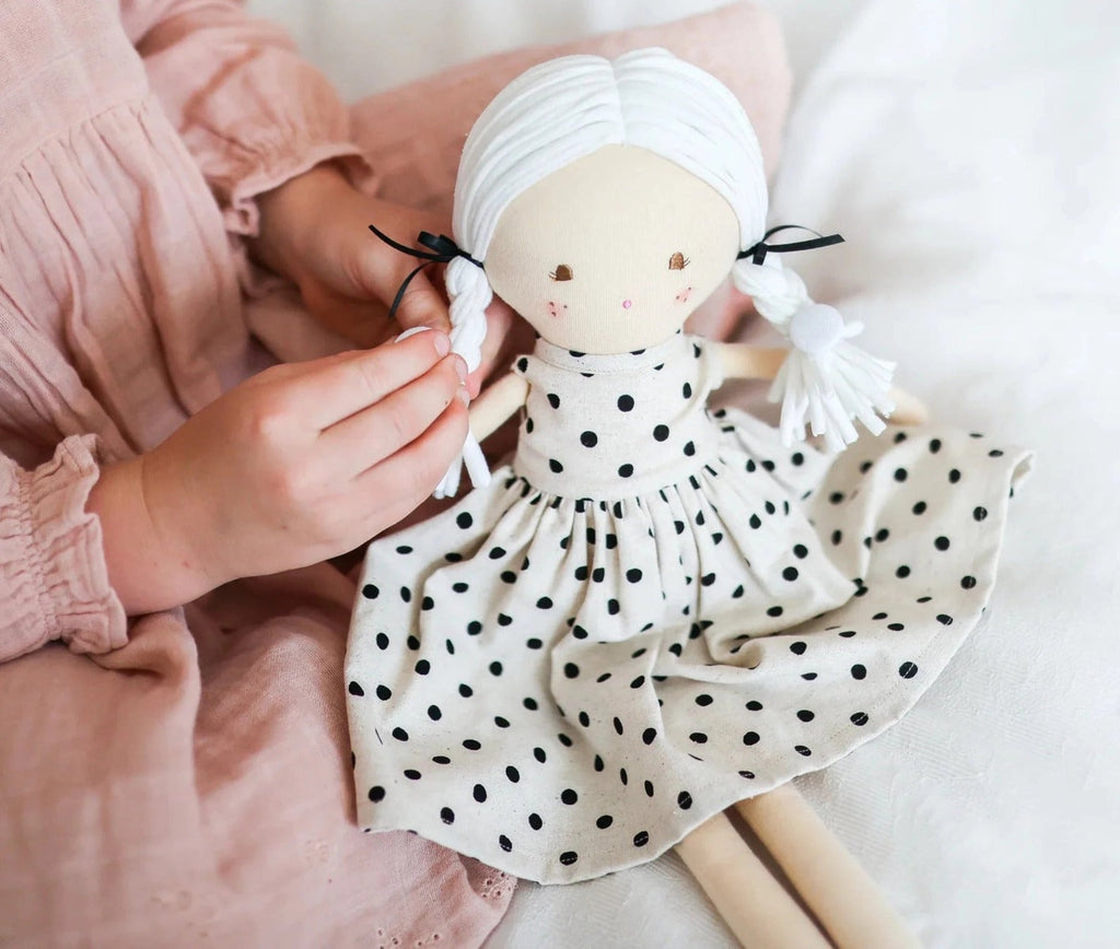 Alimrose Frankie Doll - Black Linen Spot (44cm)