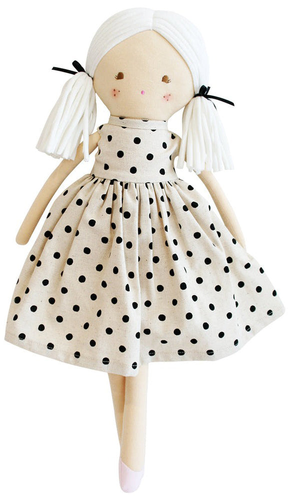 Alimrose Frankie Doll - Black Linen Spot (44cm)