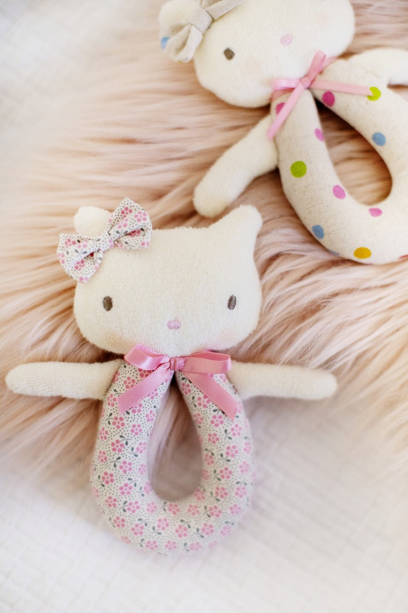 Alimrose Kitty Grab Rattle - Ditsy Floral