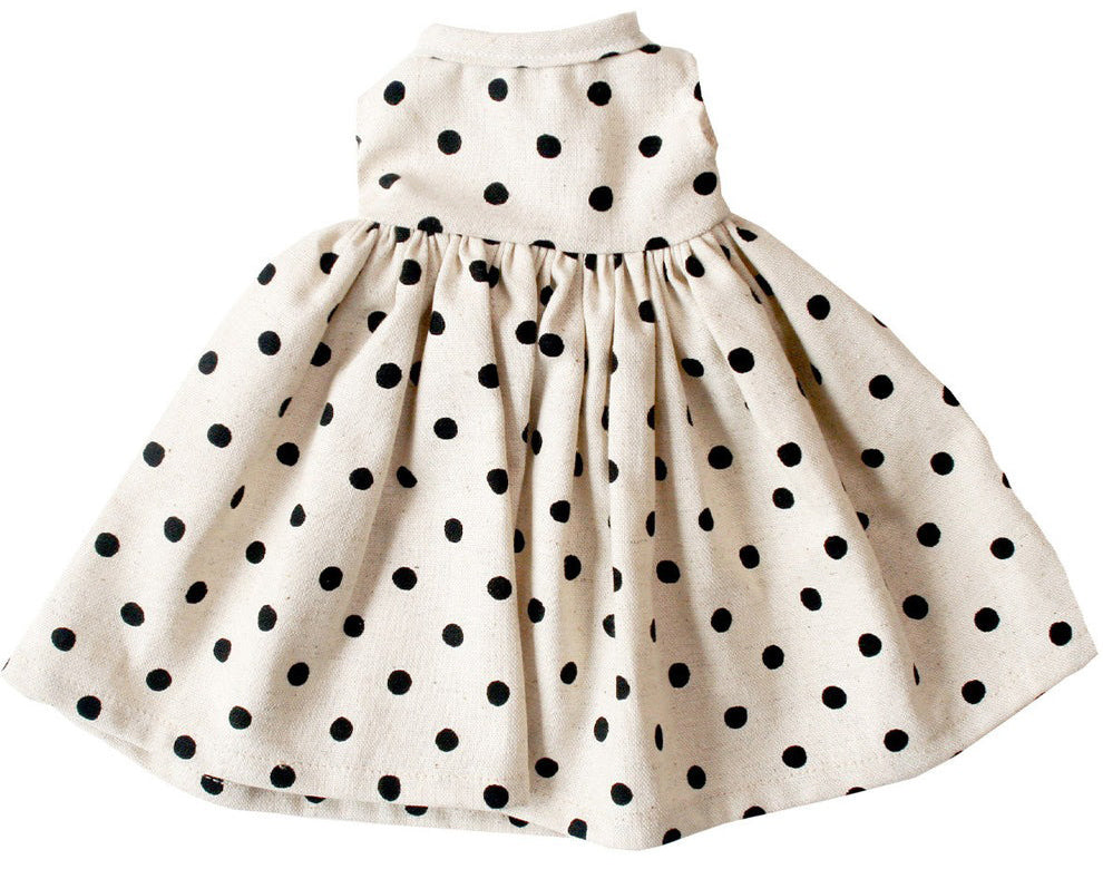 Alimrose Large Doll Dress - Black Linen Spot (40-45cm)