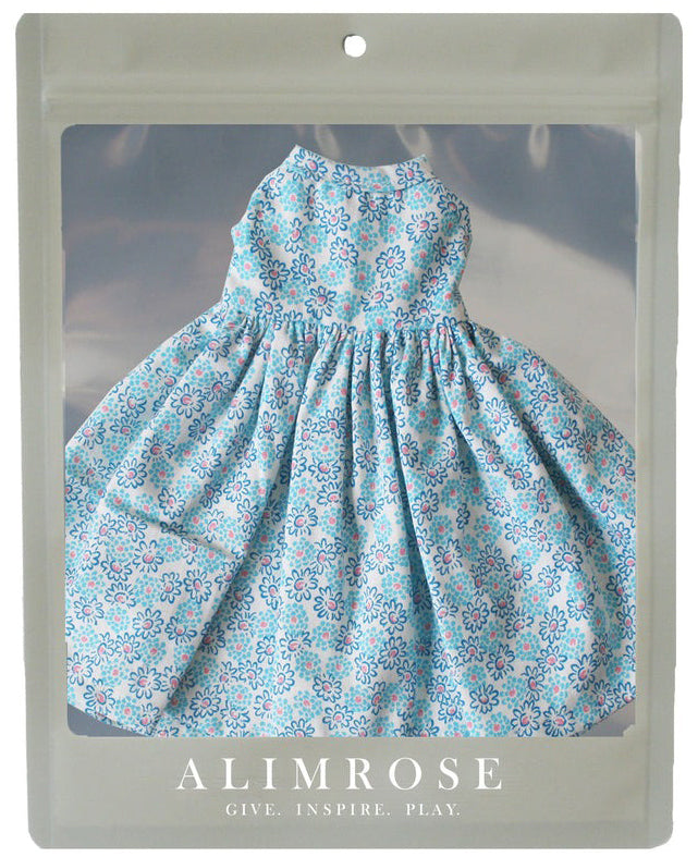 Alimrose Large Doll Dress - Blue Floral (40-45cm)