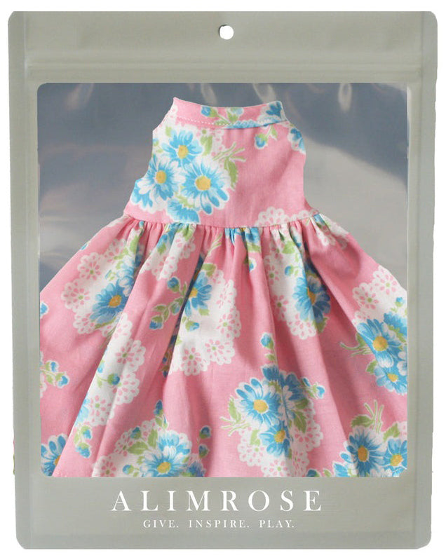 Alimrose Large Doll Dress - Blue Pink Daisy (40-45cm)