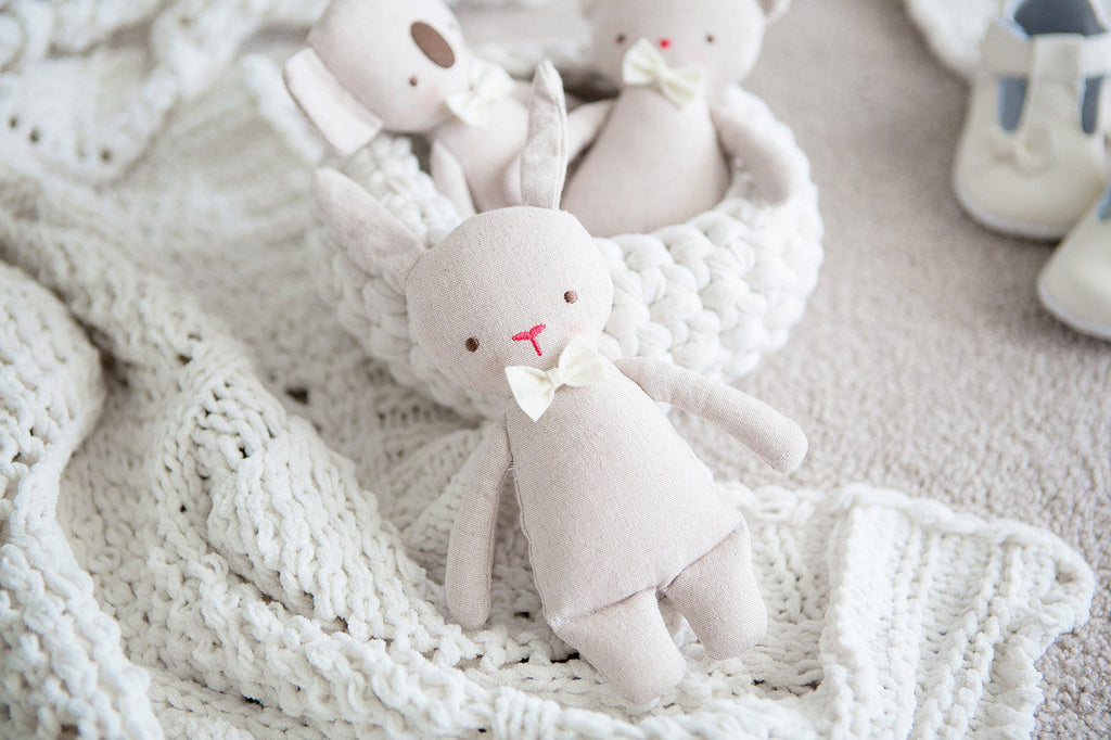 Alimrose Linen Mini Toy Rattle - Bunny (17cm)