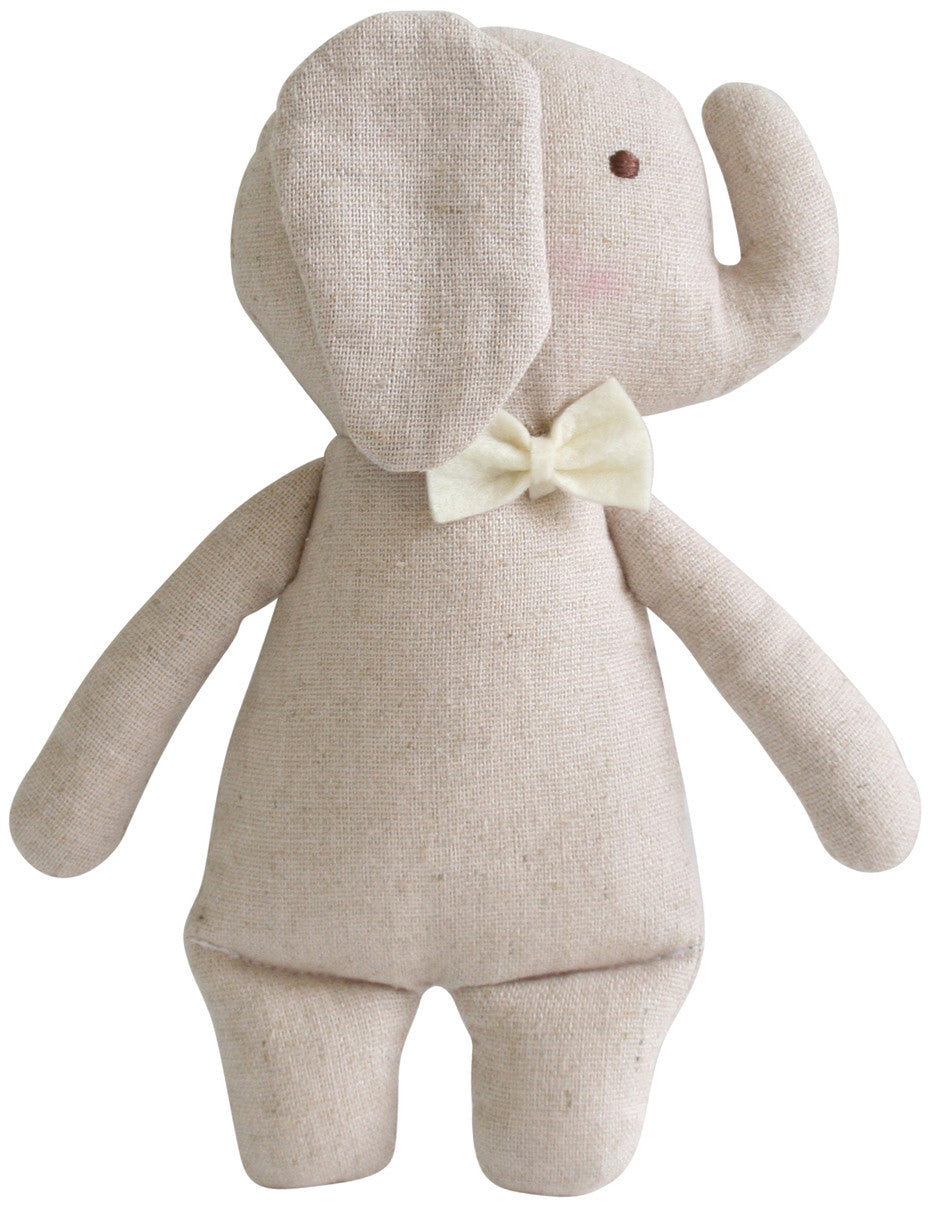 Alimrose Linen Mini Toy Rattle - Elephant (17cm)
