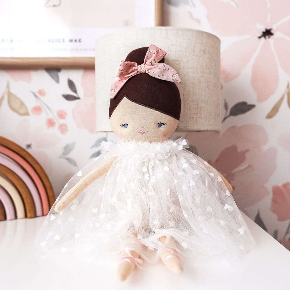 Alimrose Mia Doll - White Flocked Heart Tulle (44cm)