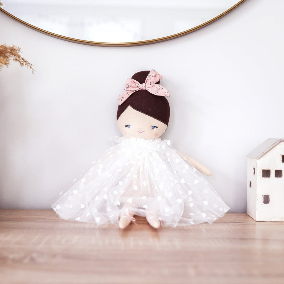 Alimrose Mia Doll - White Flocked Heart Tulle (44cm)