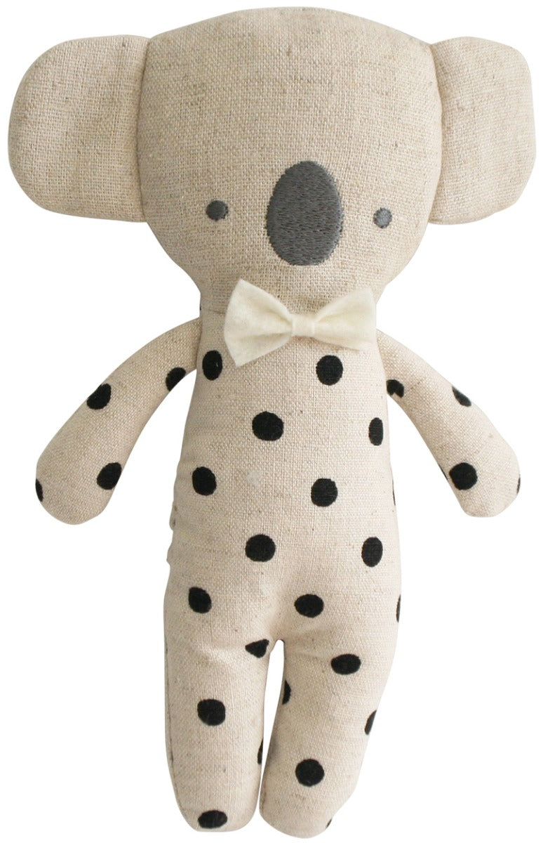 Alimrose Mini Koala Squeaker - Black Linen Spot (18cm)