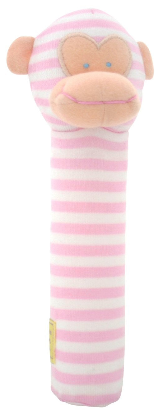 Alimrose Monkey Hand Squeaker - Pink Stripe