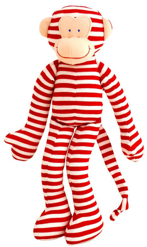 Alimrose Monkey Toy Rattle - Red Stripe (30cm)