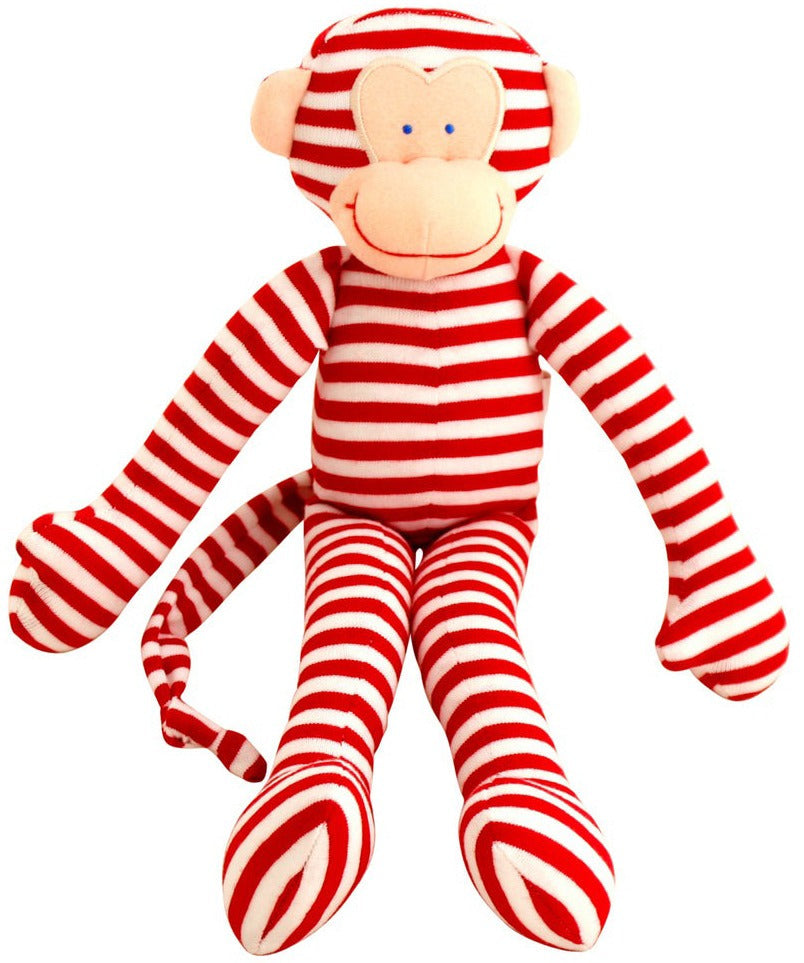 Alimrose Monkey Toy Rattle - Red Stripe (30cm)