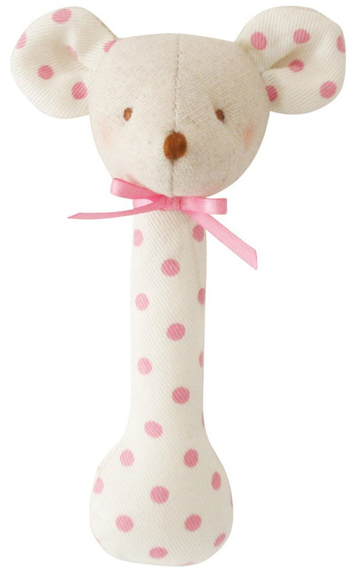 Alimrose Mouse Stick Rattle - Berry Polka
