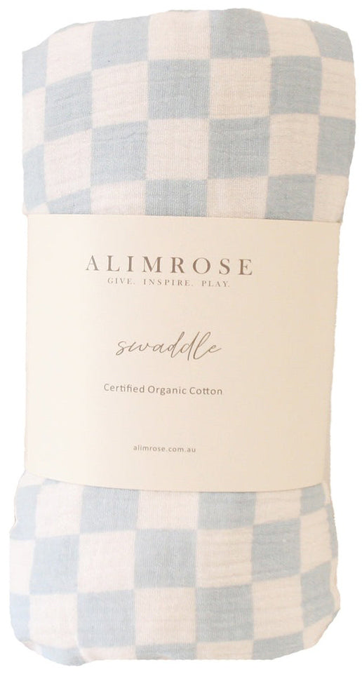 Alimrose Organic Muslin Swaddle - Blue Check