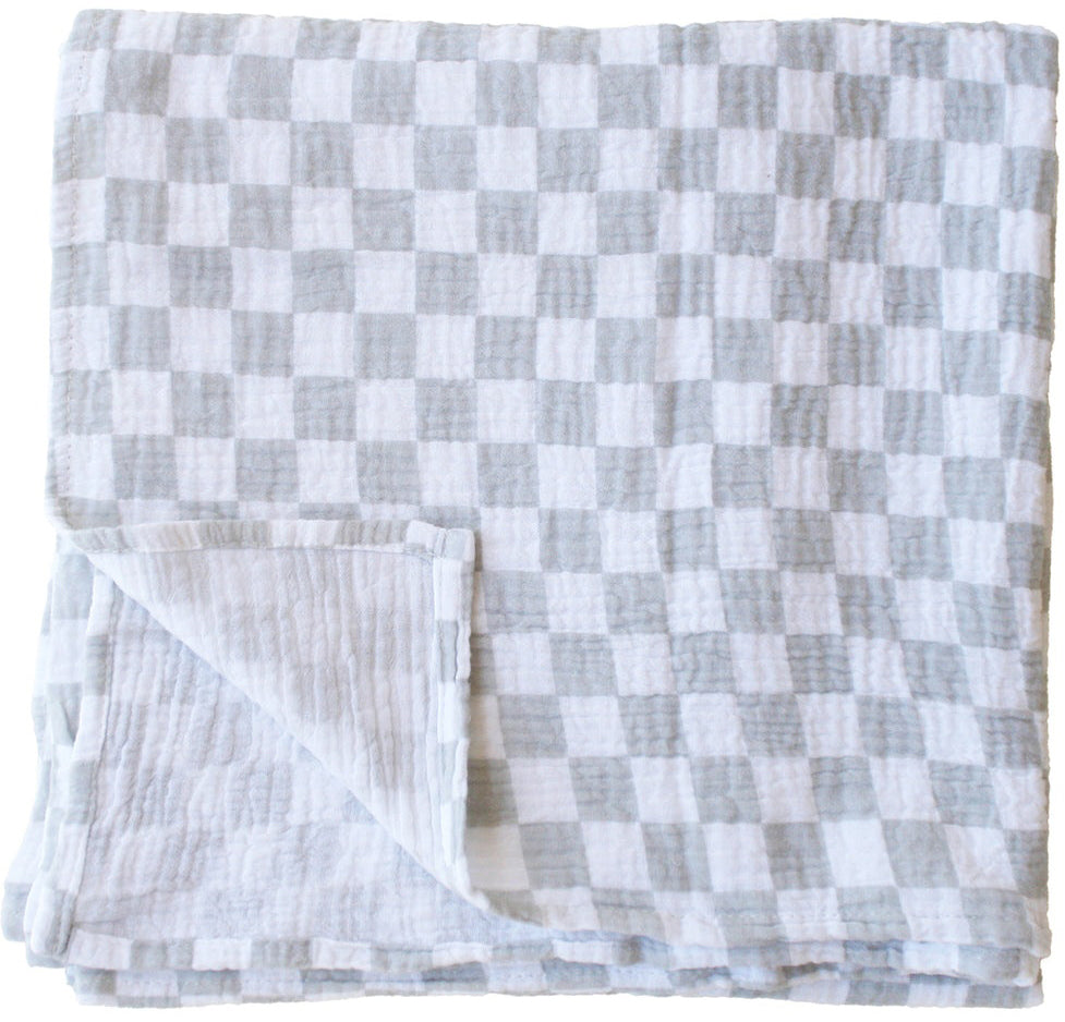 Alimrose Organic Muslin Swaddle - Grey Check