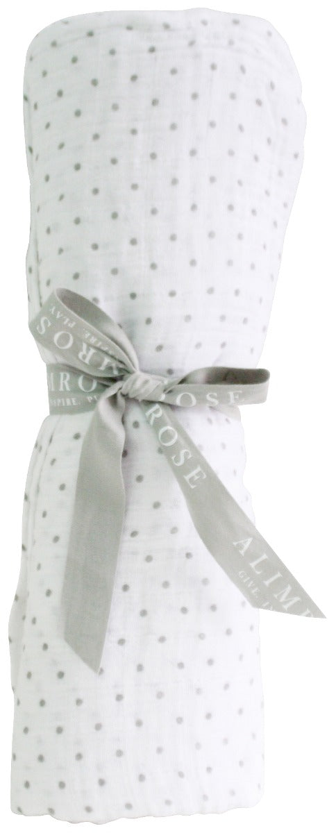 Alimrose Muslin Cotton Swaddle - Grey Spot Dark