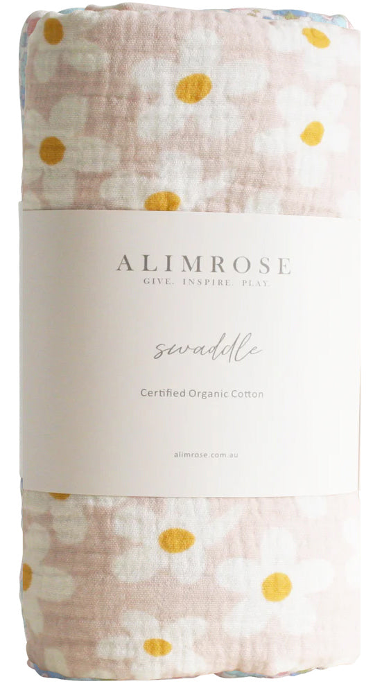 Alimrose Organic Muslin Swaddle - Large Daisies