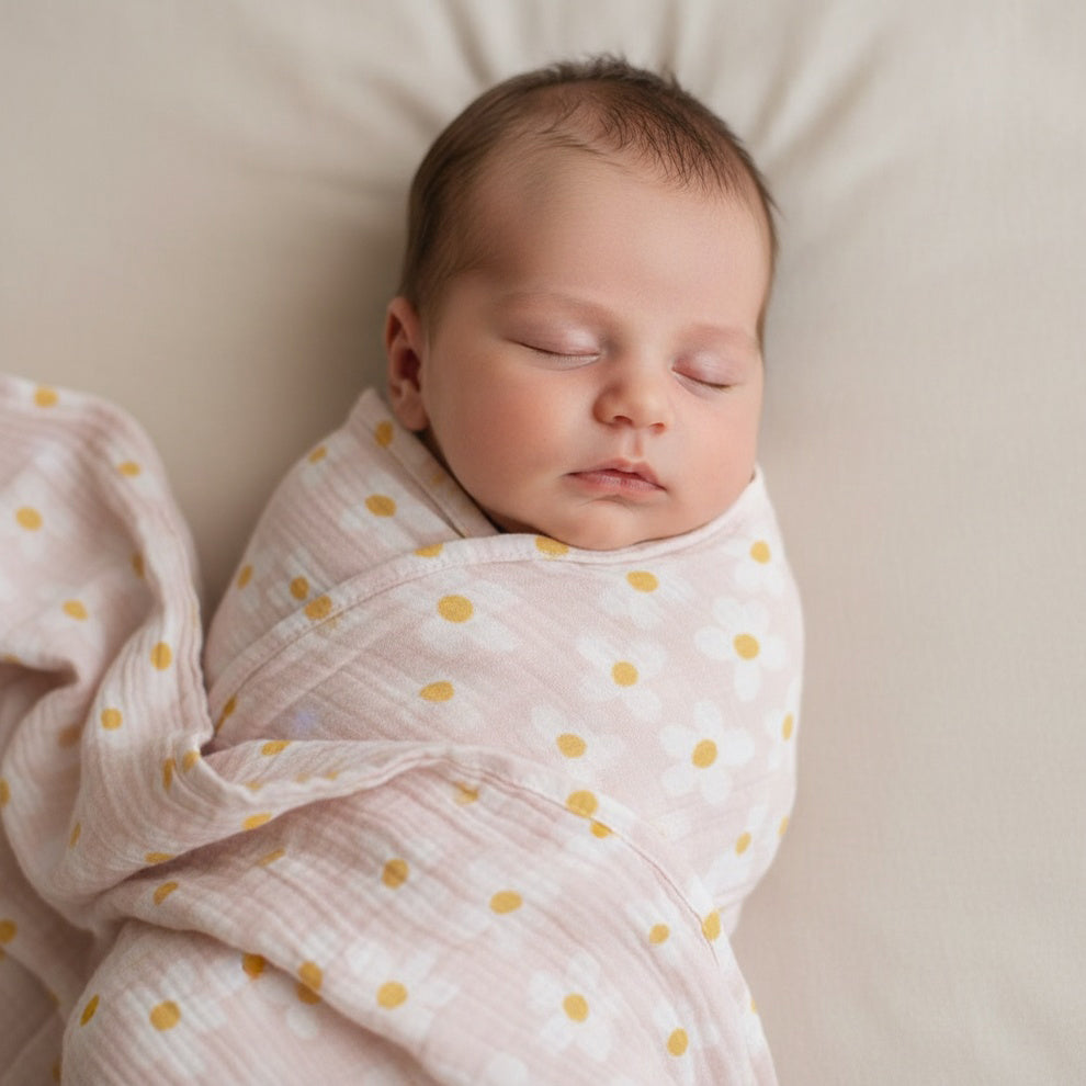 Alimrose Organic Muslin Swaddle - Large Daisies