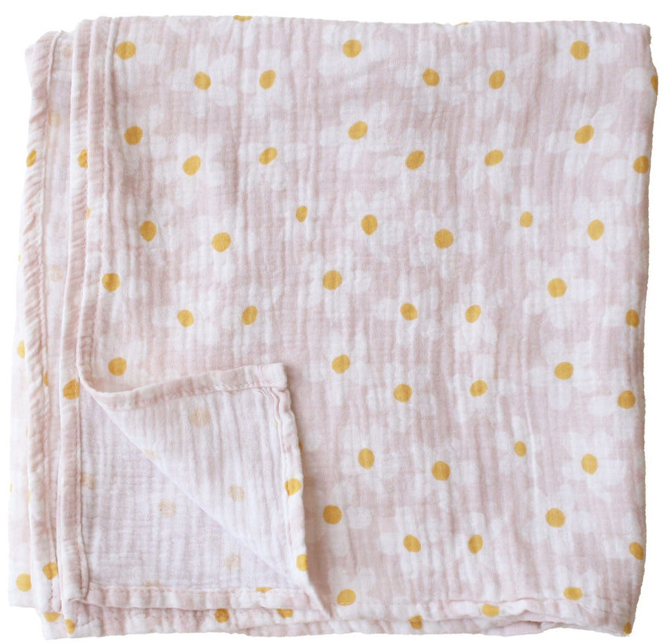 Alimrose Organic Muslin Swaddle - Large Daisies