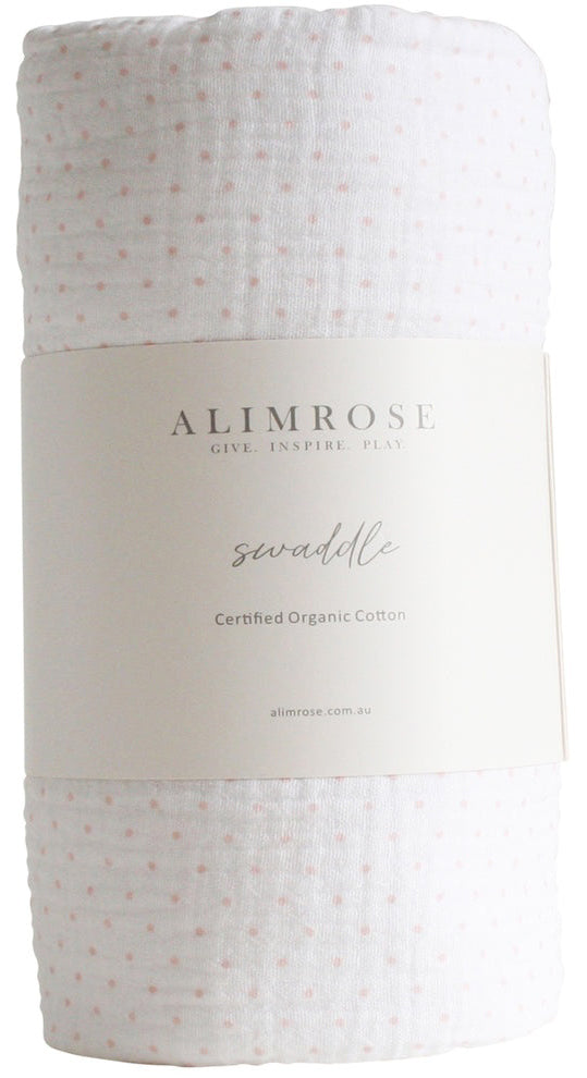 Alimrose Organic Muslin Swaddle - Pink Spot