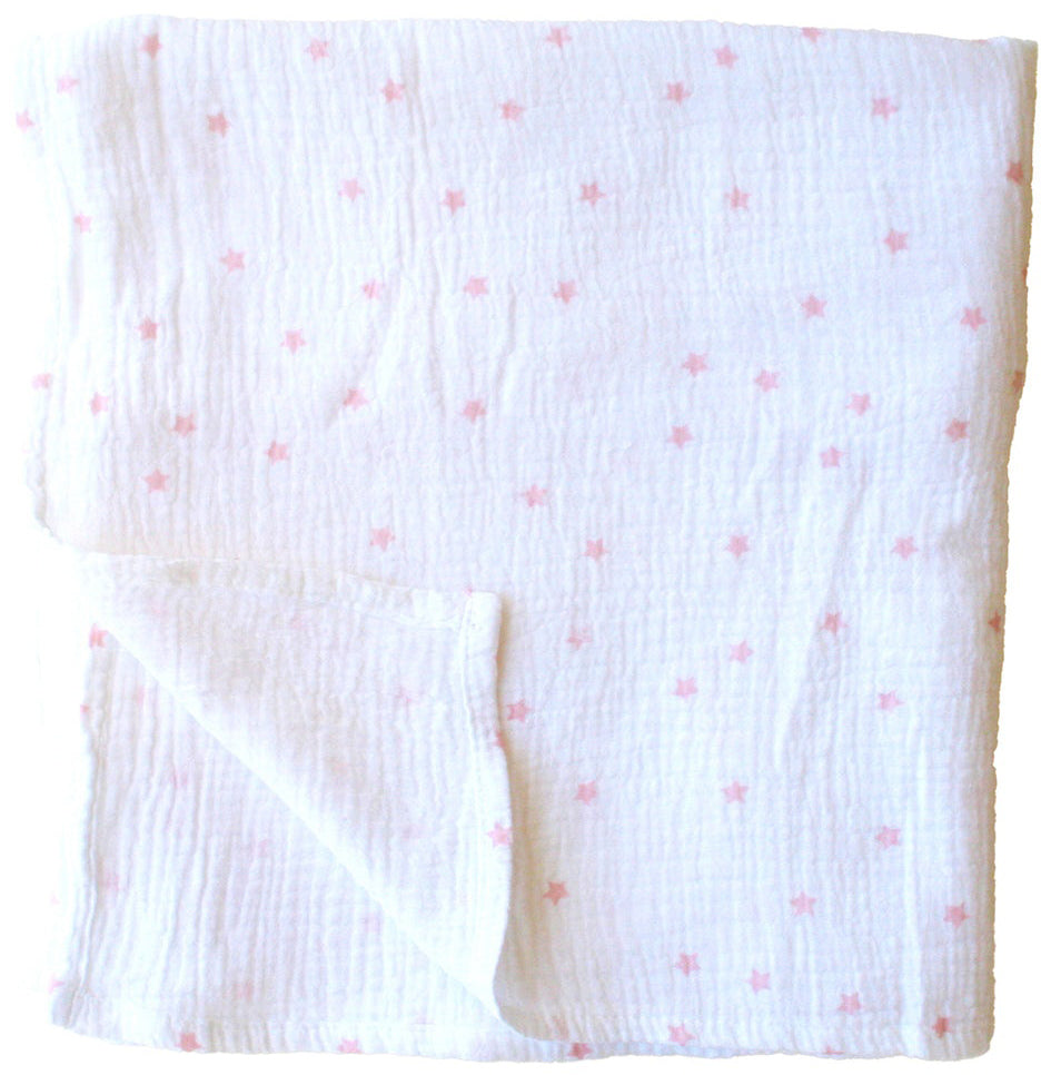 Alimrose Organic Muslin Swaddle - Pink Stars