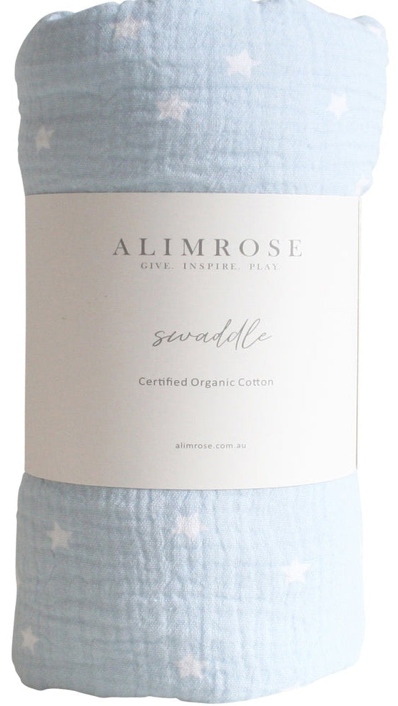 Alimrose Organic Muslin Swaddle - Starry Night Baby Blue