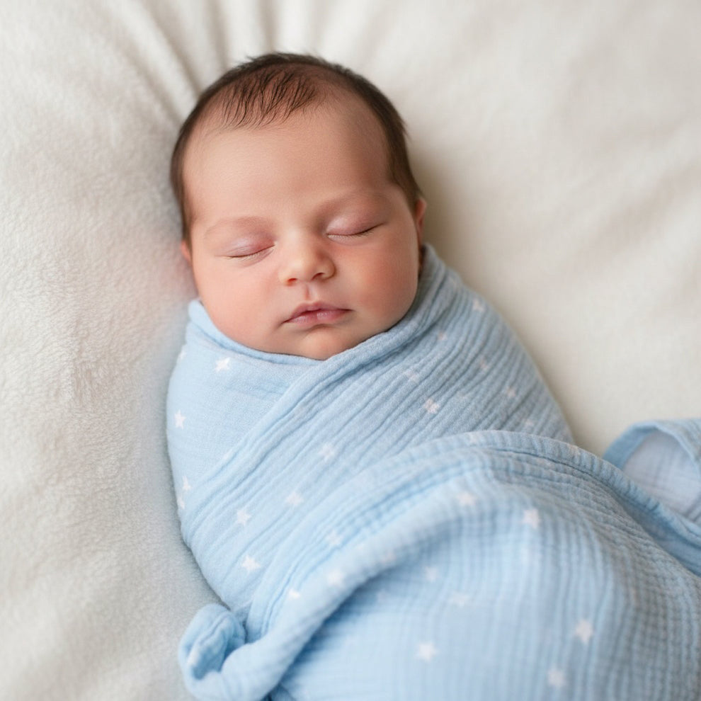 Alimrose Organic Muslin Swaddle - Starry Night Baby Blue