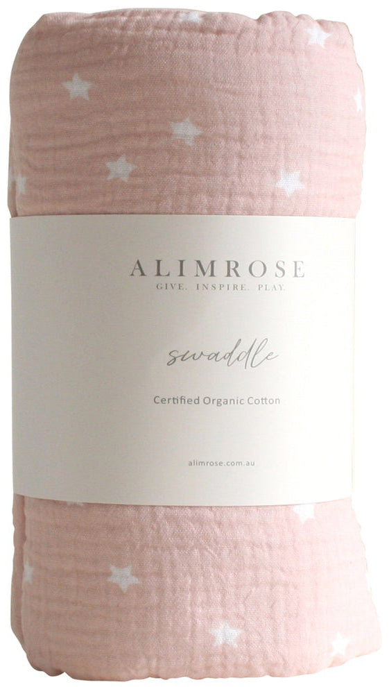 Alimrose Organic Muslin Swaddle - Starry Night Pink