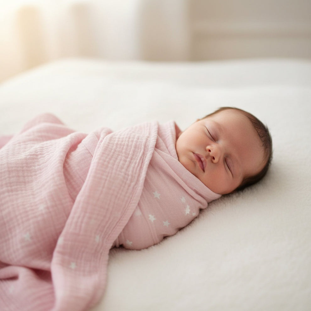 Alimrose Organic Muslin Swaddle - Starry Night Pink