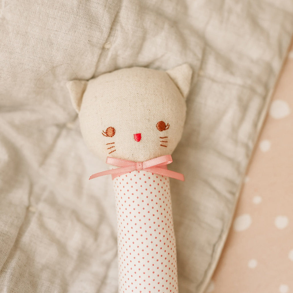 Alimrose Odette Kitty Hand Squeaker - Spot Pink